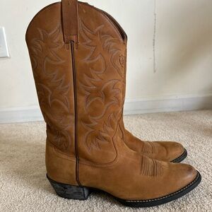 Ariat Western Boots Mens 10.5 D  Brown Tek-Step Suede Embroidered EUC